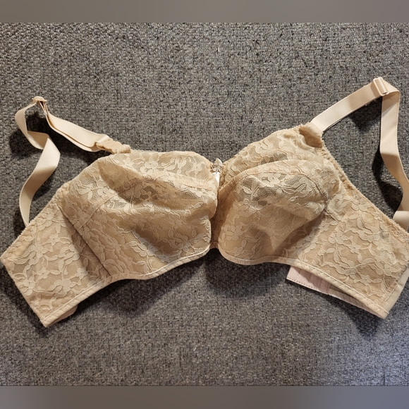Vintage JEUNIQUE Beauty Style J3180 Beige Soft Cup Bra 32F Wireless - Picture 3 of 15